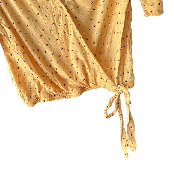 Sky And Sparrow Yellow Floral Crop Top Sz Small Flutter Sleeve - Picture 11 of 12